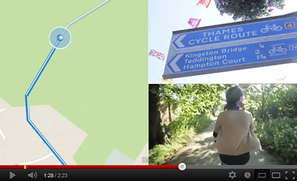 Screen shot of a youtube video of Lucy on a treasure hunt on her Pashley Princess.