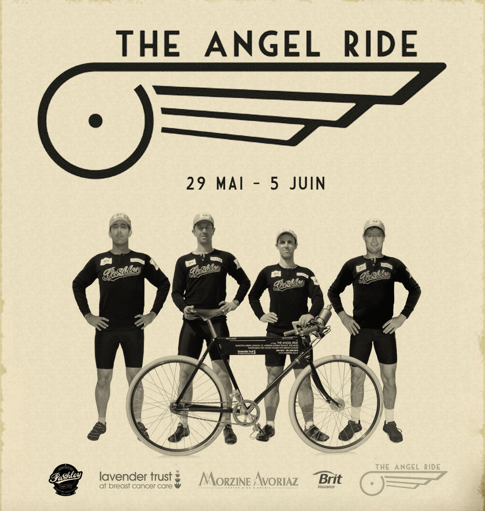 The Angel Ride Poster with the four riders in Pashley wool jerseys year 2010.