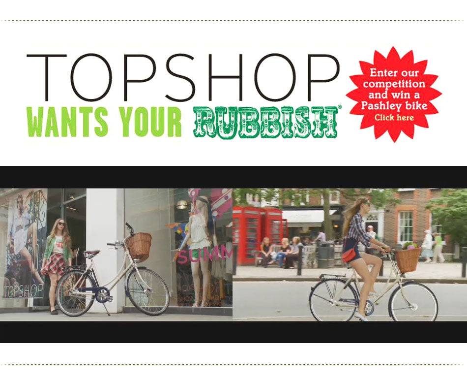 Topshop competition advert to win a Pashley Sonnet bicycle.