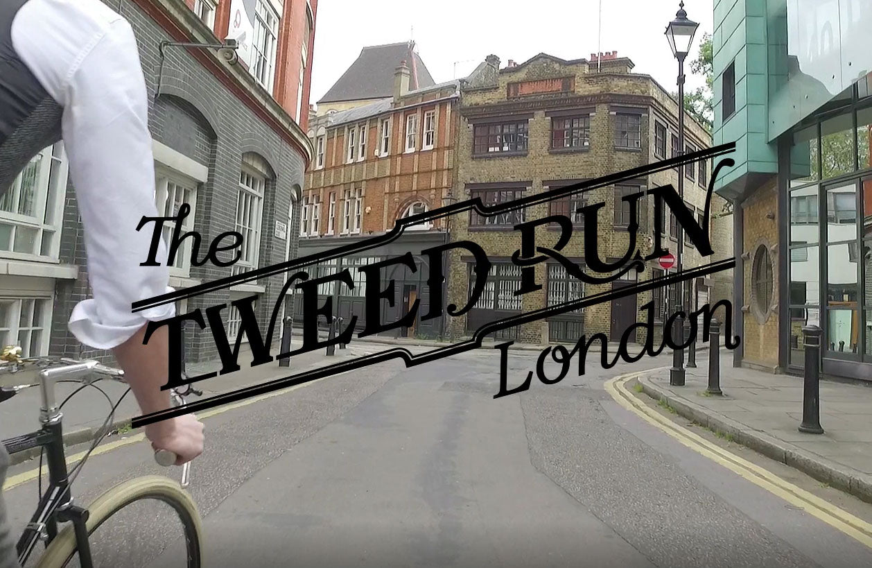 Screen shot from Pashley's 2016 Tweed Run video showing a gent riding a guv'nor bike on a quiet London street.