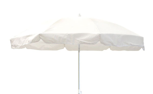 Open cream coloured cotton sun parasol