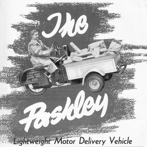 A black and white 1950s vintage advert for a lightweight motor delivery vehicle