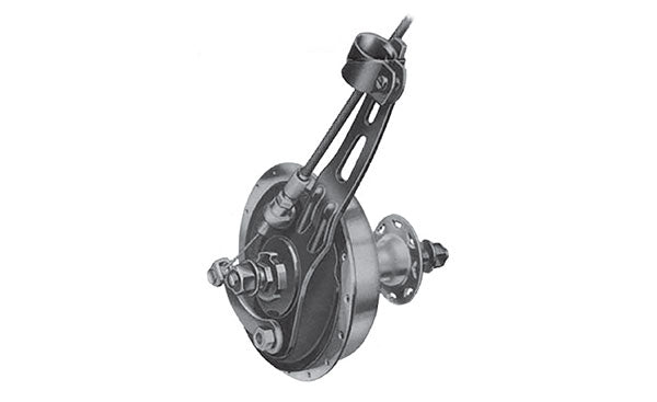 Illustration of a front bicycle hub brake.
