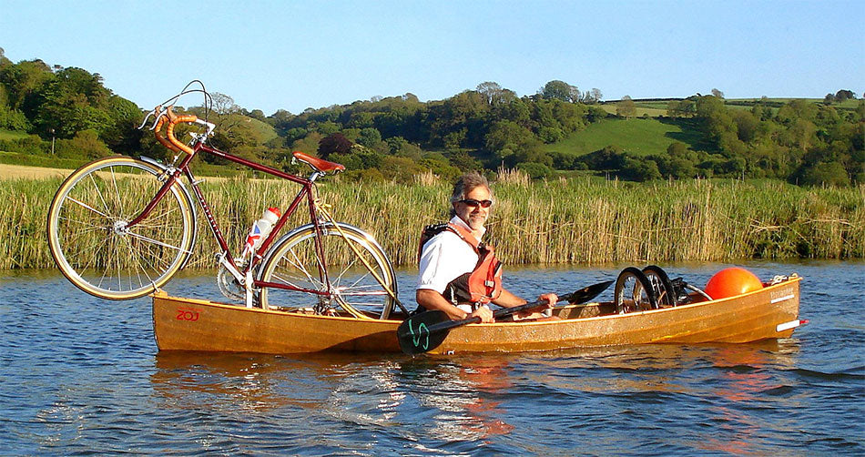 Alistair Cope in his flaxland canoe with his Pashley Clubman onboard too!