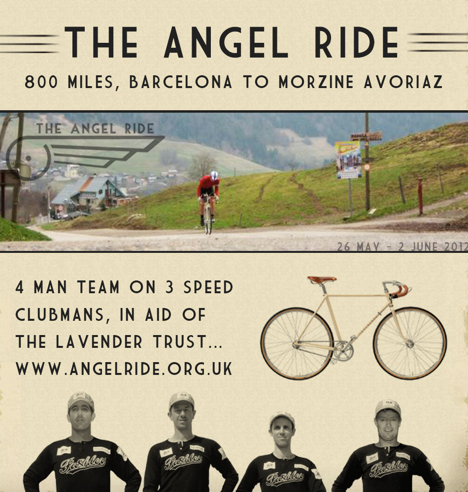 The Angel Ride poster 2012 featuring the Angel Riders and the Pashley Clubman bicycle.