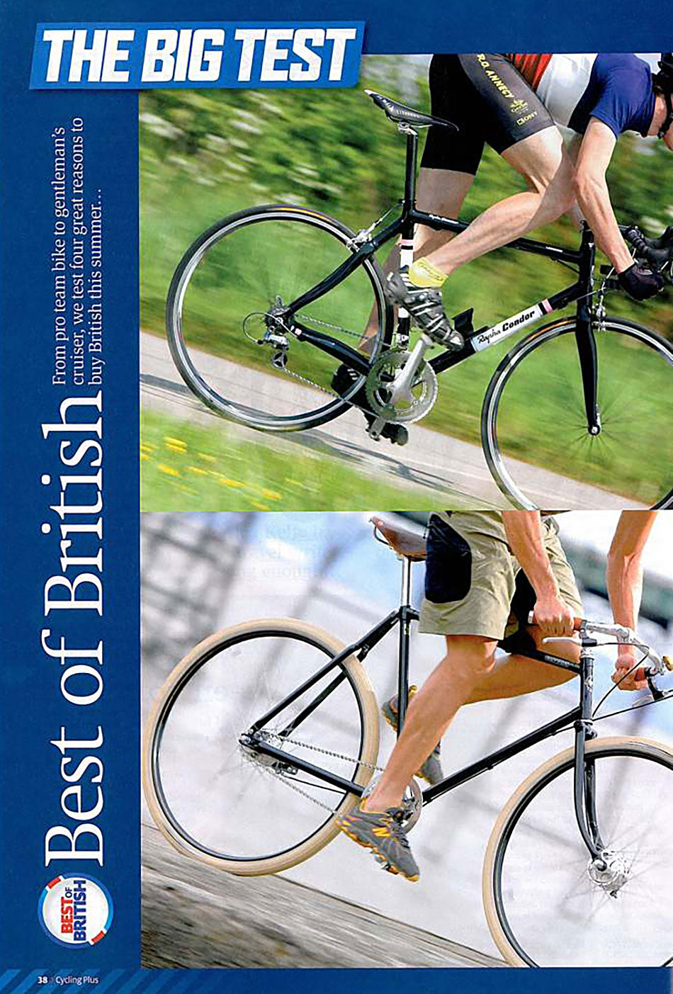 Front page of a Cycling Plus magazine article featuring the Pashley Guv'nor.