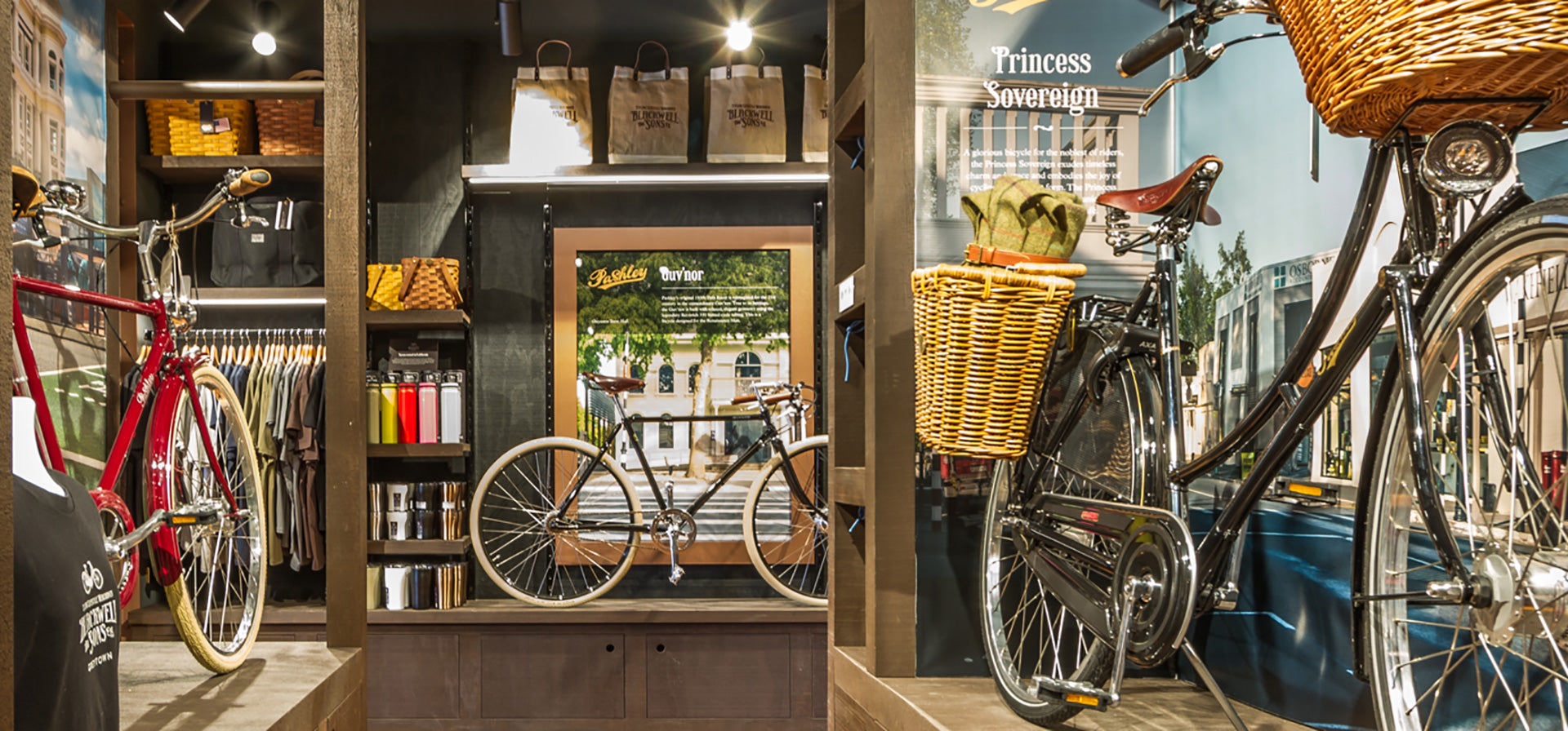 Pashley bicycles on display in a retro styled bicycle shop called Blackwell and Sons in New Zealand.