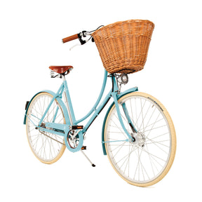 Turquoise womens bike with basket top